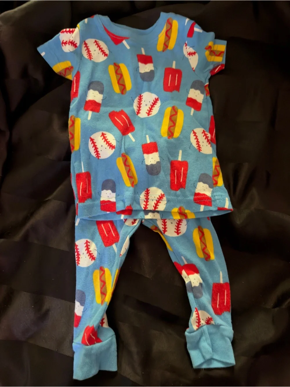 Carter's Blue Baseball, Popsicle & Hot Dog Pajama Set
